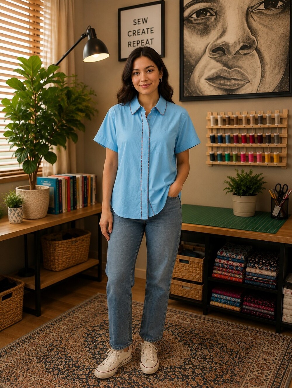 Light Blue Short-Sleeve Button Down Shirt
